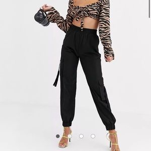 Tiger Mist pocket detail cargo pant in black